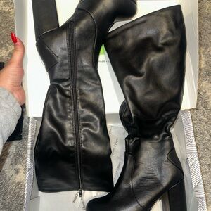 Black Leather Knee-High Boots